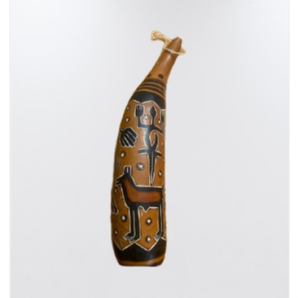 Handcrafted Gourd Decorative African Rattle  Instrument Shaker “Rain Sound”